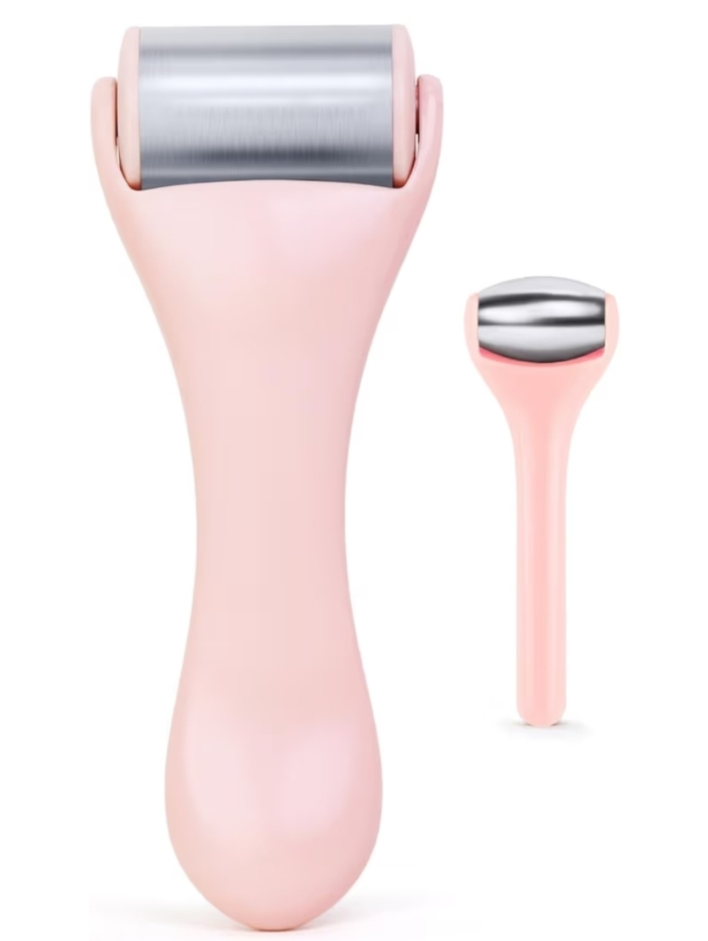 Pink Facial Ice Roller Duo - Stainless Steel Cooling Rollers